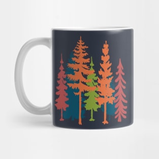 Modern Vintage Style Conifer Trees Silhouettes Mug